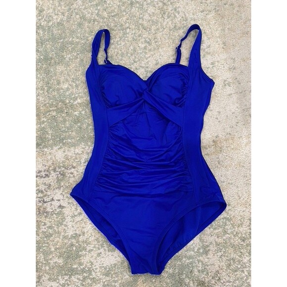 Embrace Your Curves by Miracle Brands One Piece Swimsuit Large Blue One Piece - Picture 1 of 5